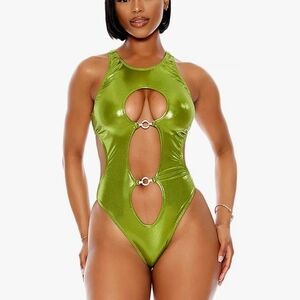 Green Cut-Out One-Piece Swimsuit